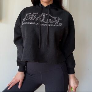 Von Dutch Rhinestone Cropped Hoodie Y2K